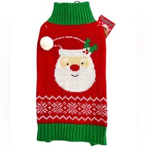 SimplyDog Santa Pet Christmas Sweater Red Green and White